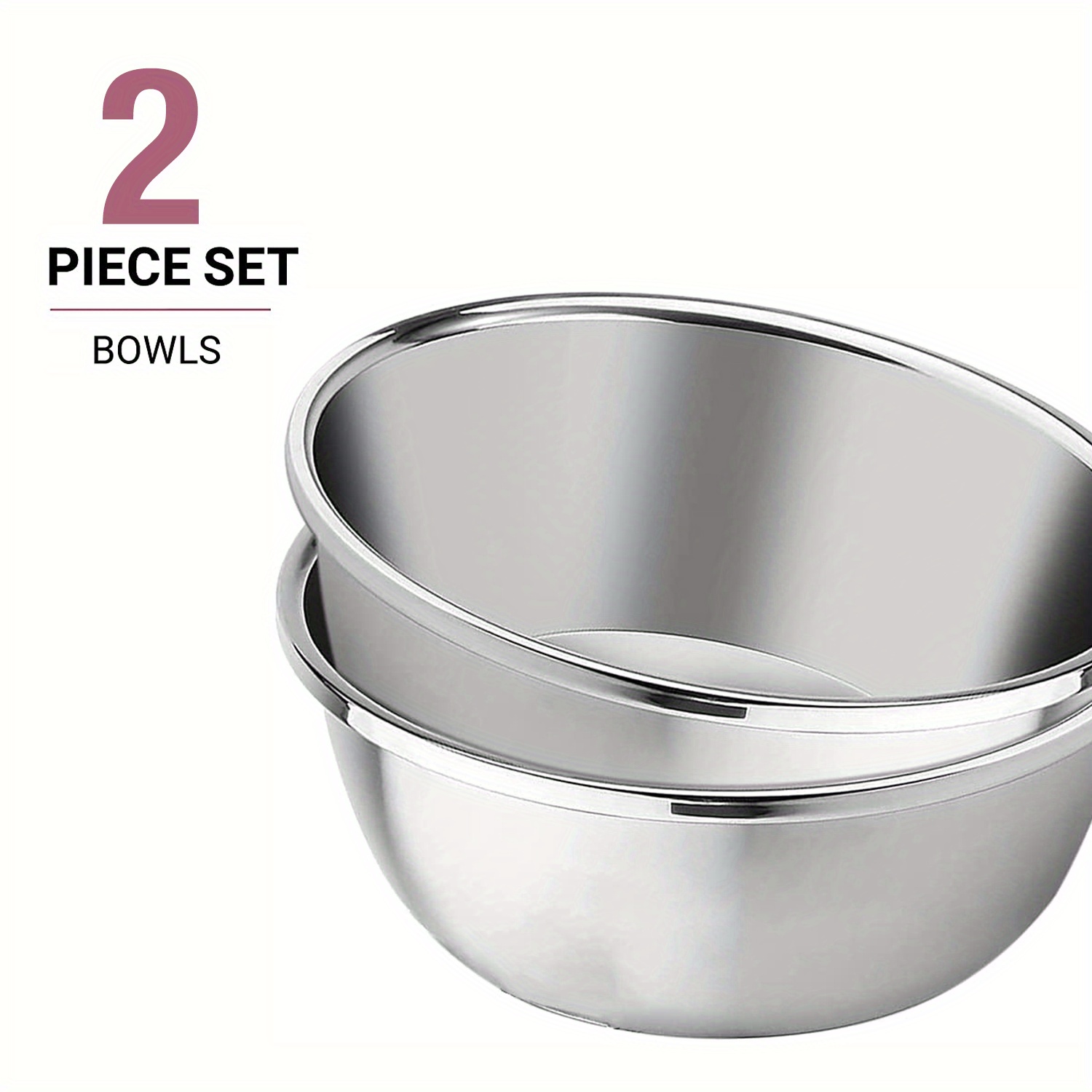 Stainless Steel Mixing Bowls, Salad Mixing Bowl Set,, For Food Storage,  Meal Prep, Salad And More, Kitchen Gadgets, Kitchen Accessories - Temu