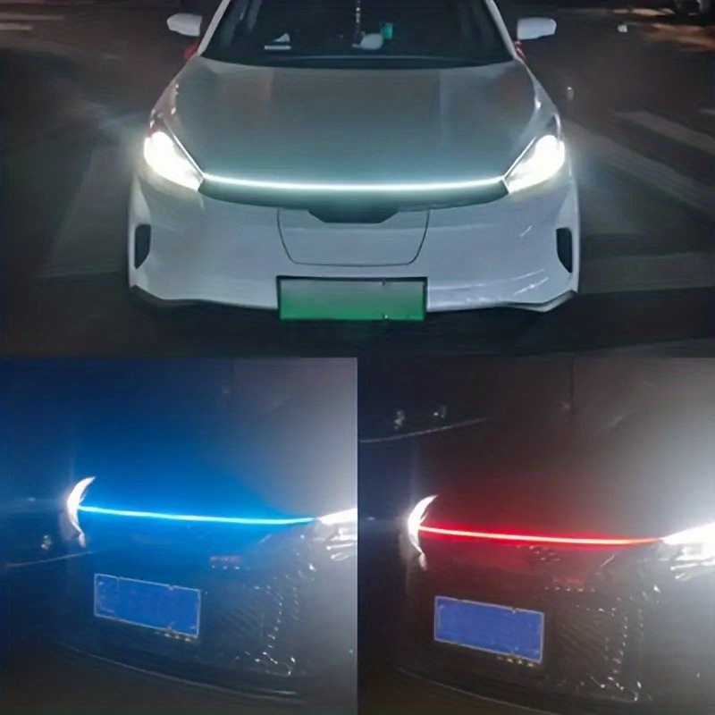 1,5 M/70,87 Zoll Auto-LED-Haubenlicht Universal-Tagfahrlicht Flexible  Scan-Lichtleiste Auto-Dekoration Atmosphärenlicht Weiß Eisblau Wasserdicht