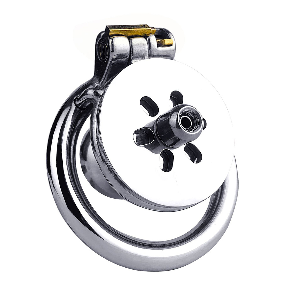 1pc Flat Chastity Lock With Metal Catheter For Couples Couple Play Cock  Ring Bondage * Lock * * * Toys Adult Products