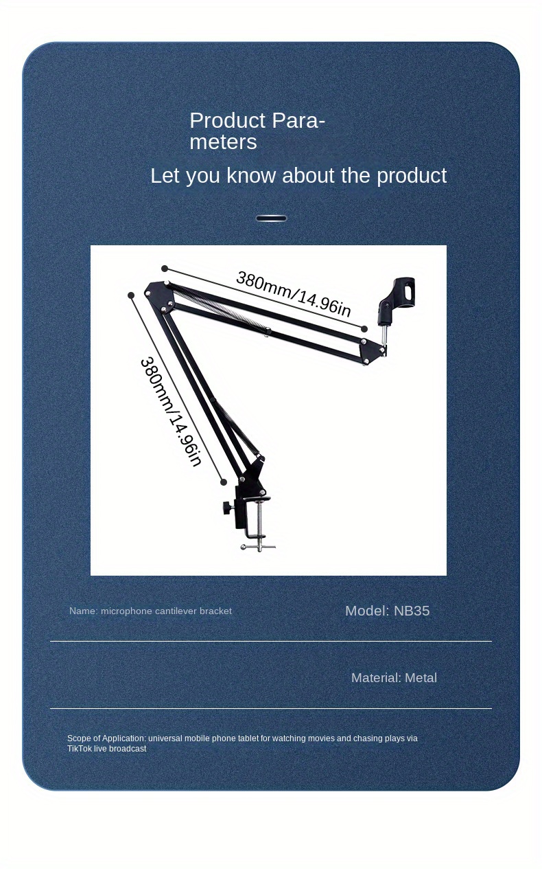 NB-35 Support De Bras Cantilever Support De Lampe De Bureau À Installation  Simple Support De Microphone Support De Bras Télescopique Support De  Microphone De Bureau Ajustable - Temu Belgium