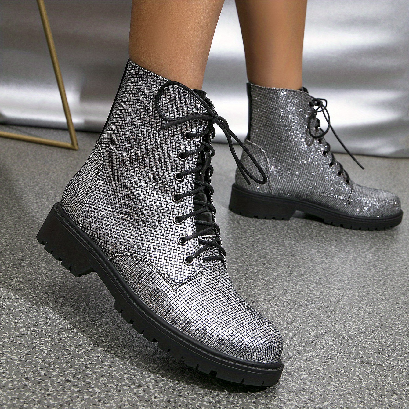 Jeweled combat outlet boots