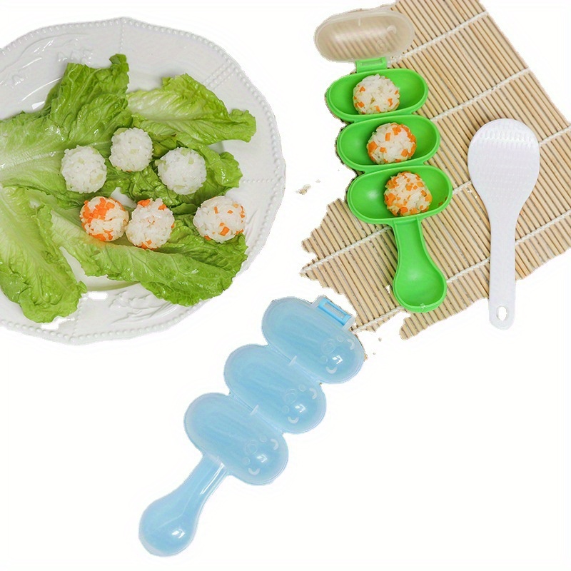 1pc polypropylene triple section spherical mold for diy sushi rice balls and meatballs   food shaping tool for kids and adults details 4