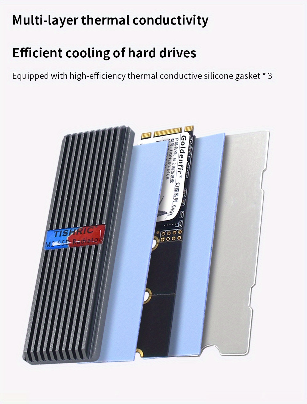 Bleu-Dissipateur thermique de refroidissement en aluminium NVME