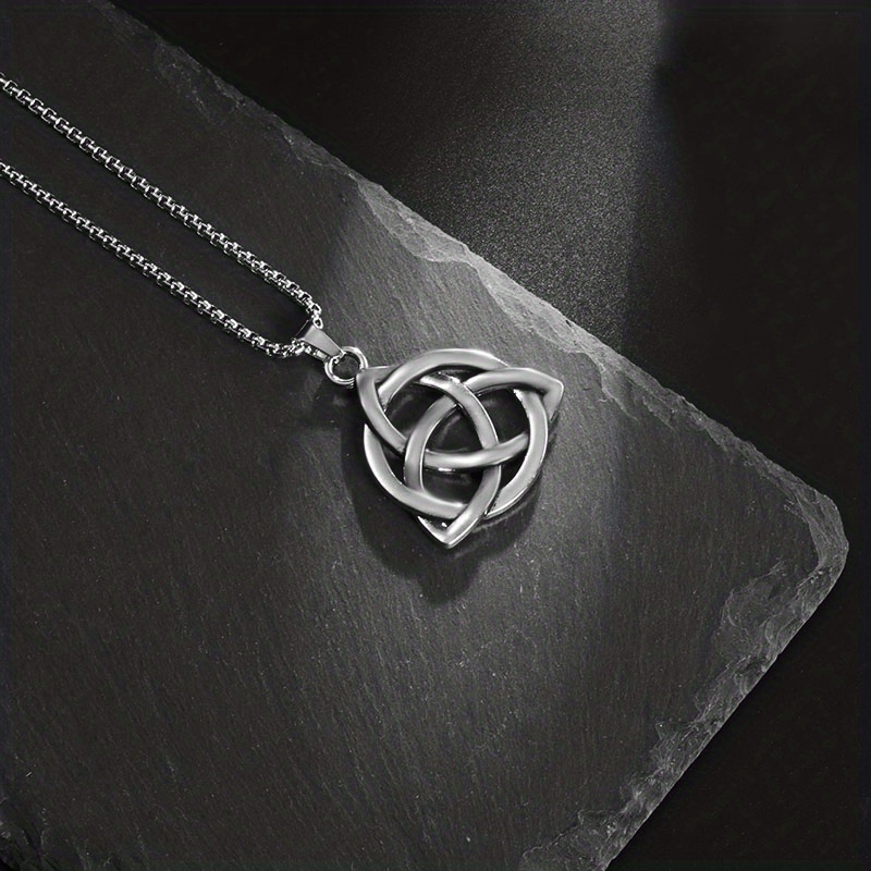 Vintage Classic Silvery Celtic Knot Pendant Necklace For Men Women Symbol Amulet Accessories Gift