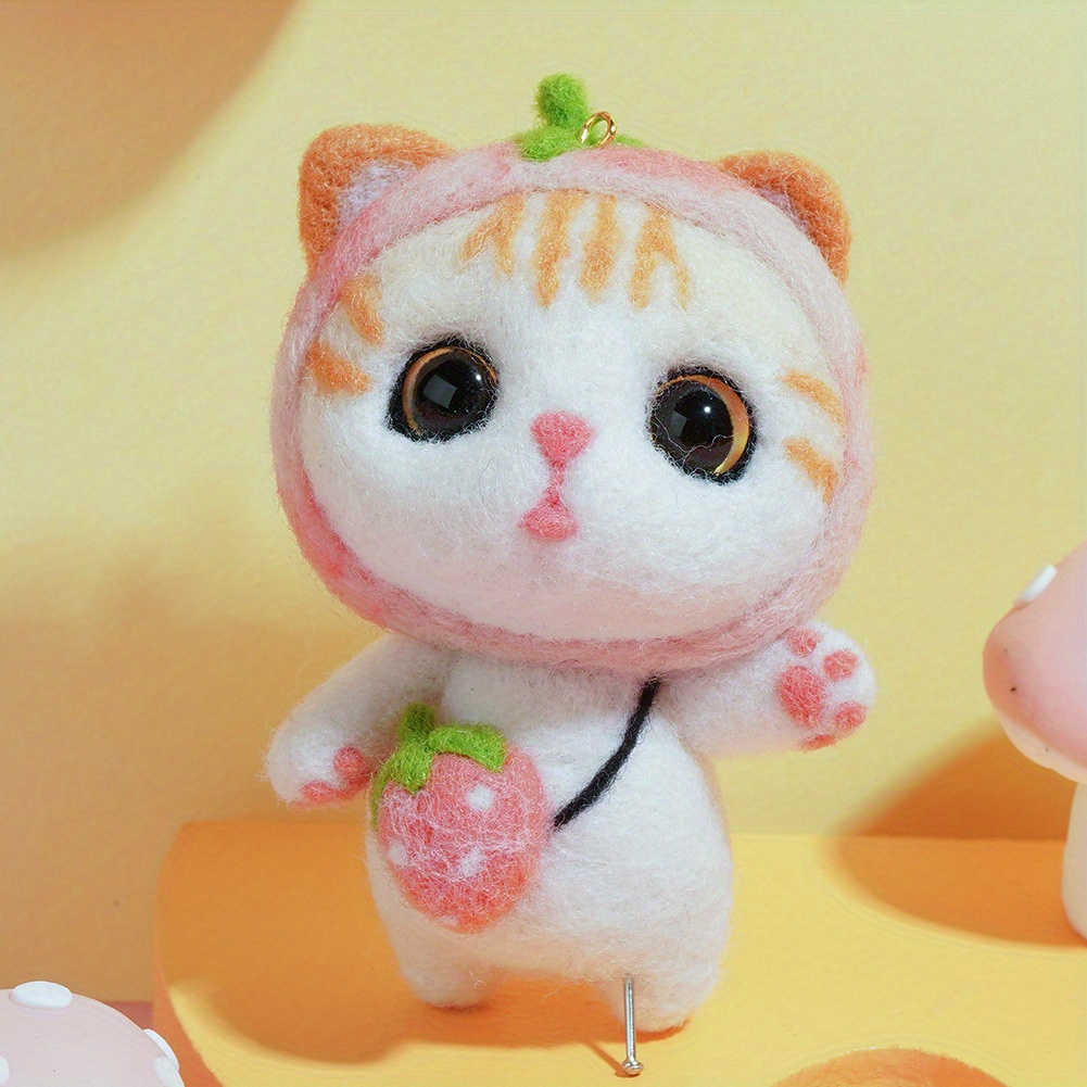 Handmade Needle felted felting kit project Animals cats cute for