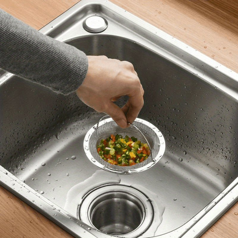 A Stainless Steel Sink Strainer with a Handle - Rust-Resistant And Clog-Proof Mesh Filter, Suitable for Kitchen And Bathroom Sinks, Made of 201 Stainless Steel, Effortlessly Prevents Blockages, Ideal for Draining Vegetable And Fruit Scraps., Sink Drain Strainer And Stopper, Plastic Sink Strainer, Sink Food Waste Strainer, Sleek Design, Sturdy Construction, Durable Metal Filter, Shower Drain Cover, Home Cooks, Plumbing Maintenance