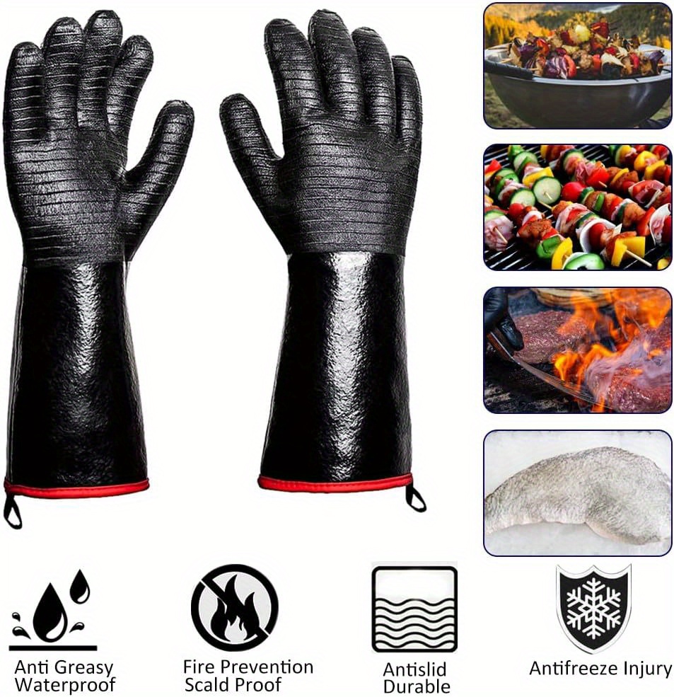 932°F Extreme Heat Resistant Gloves for Grill BBQ,Aillary Waterproof Long  Sleeve Pit Grill Gloves for Fryer, Baking, Oven,Smoker,Fireproof, Oil