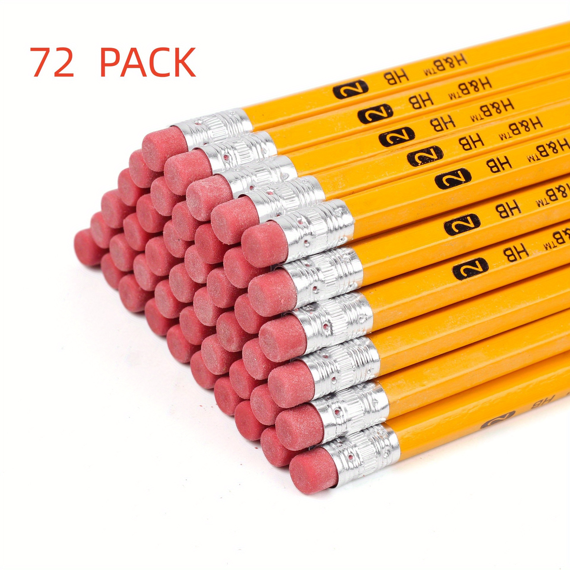 V-Opitos Lápices HB #2 con caja de madera, paquete de 50 lápices  preafilados con borradores superiores, lápices amarillos a granel para  suministros de