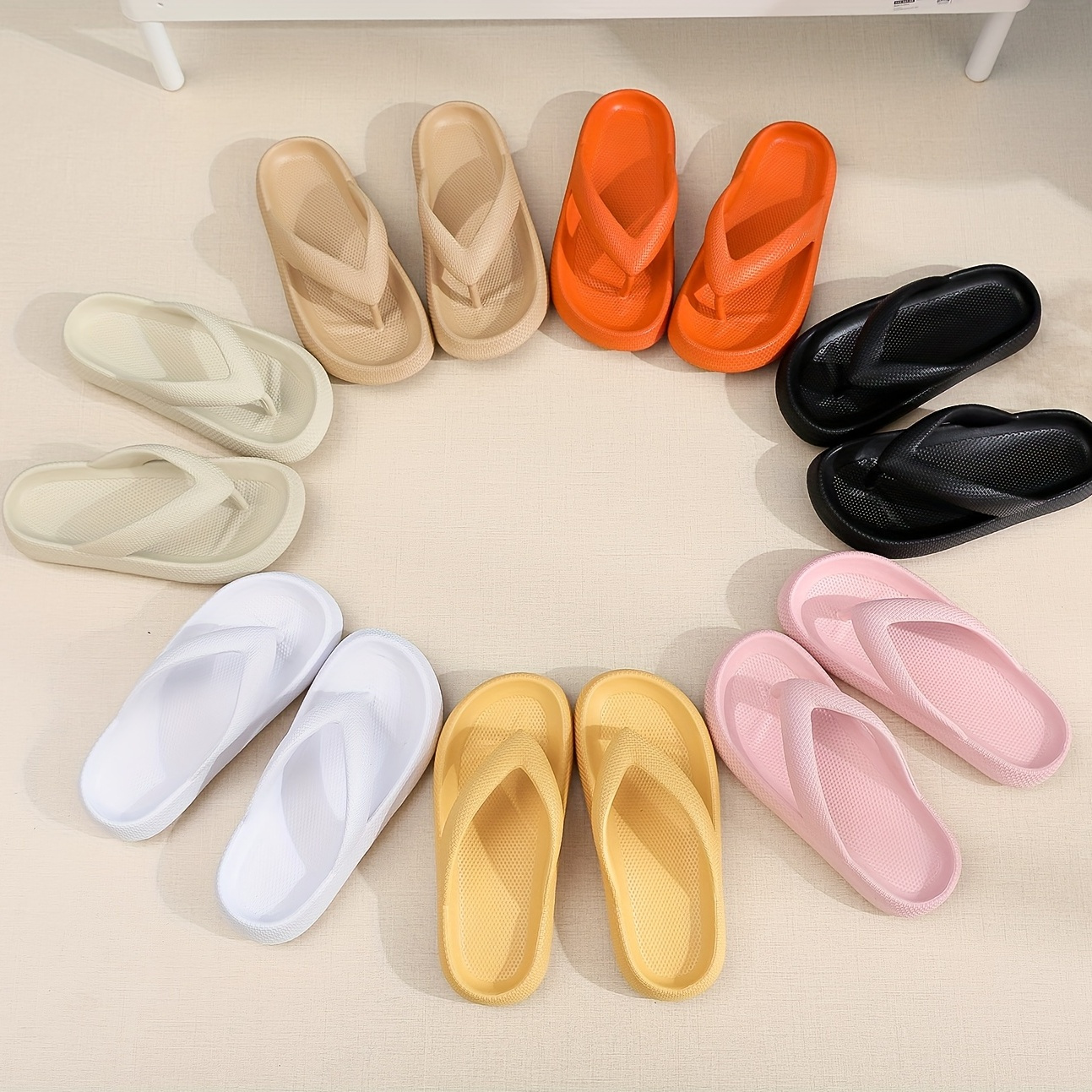 

Women's Pillow Flip Flops, Solid Color Soft Sole Wear-resistant Non Slip Slide Shoes, Indoor & Outdoor Slides