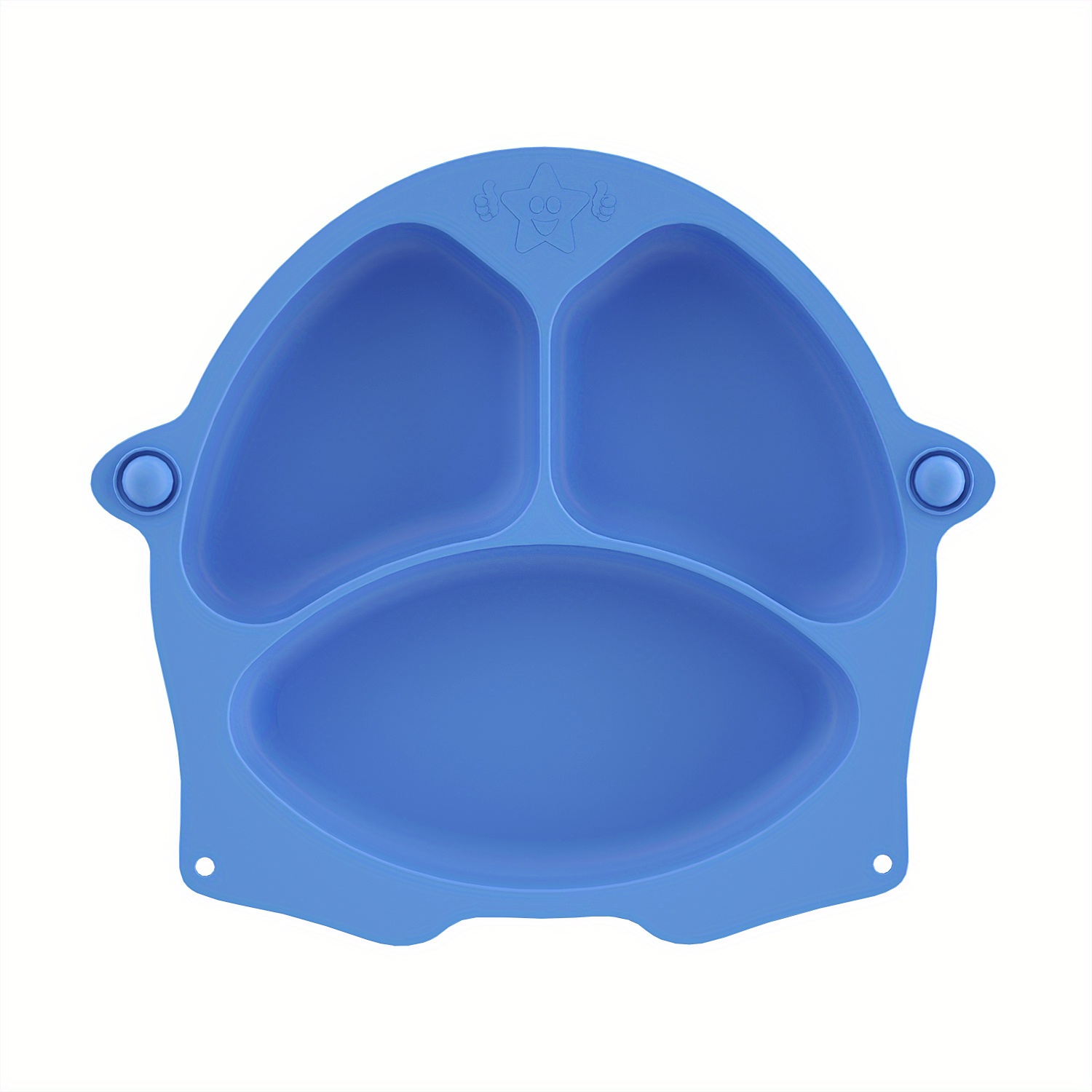 Silicone Divided Suction Plate with Cover - Blue