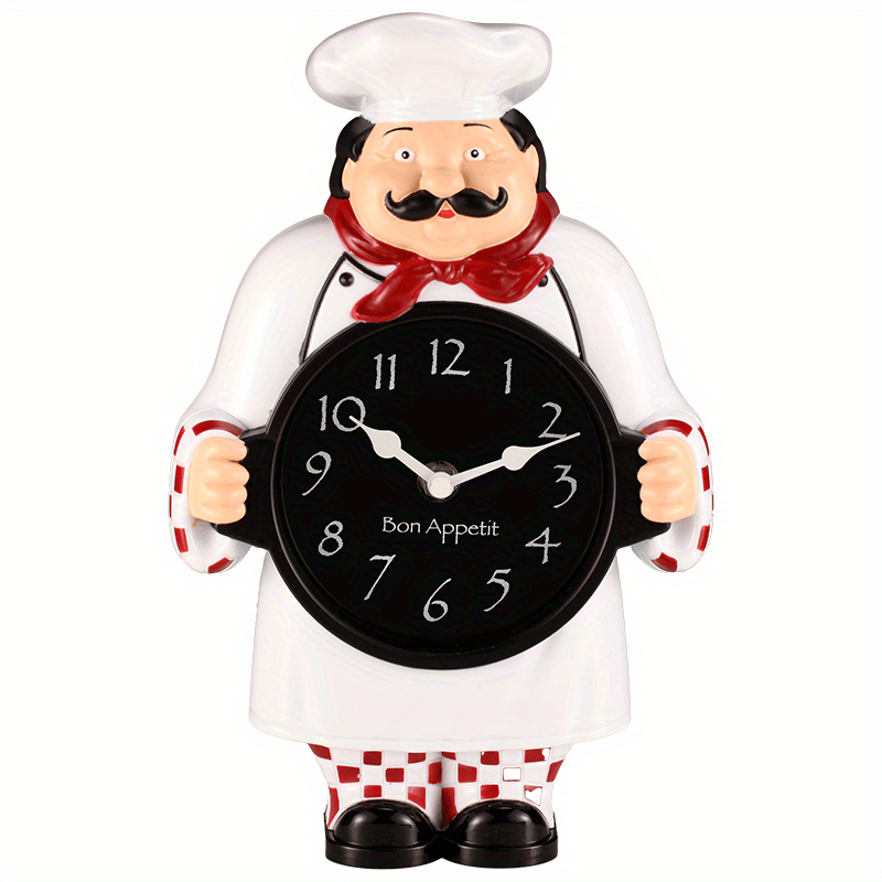 1pc 12 Reloj Pared Cocina Madera Desgastada Alegre Chef Granja