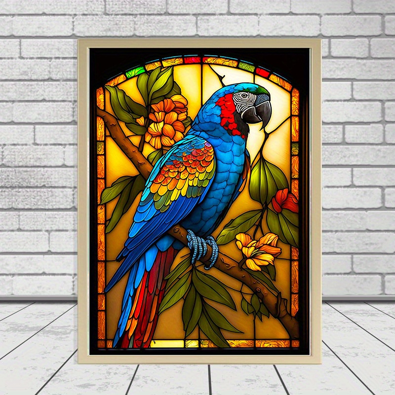 5D DIY Large Diamond Painting Kits For Adults,15.7x27.5in/40x70cm Two Cute  Parrots Round Full Diamond Diamond Art Kits Picture By Number Kits For Home