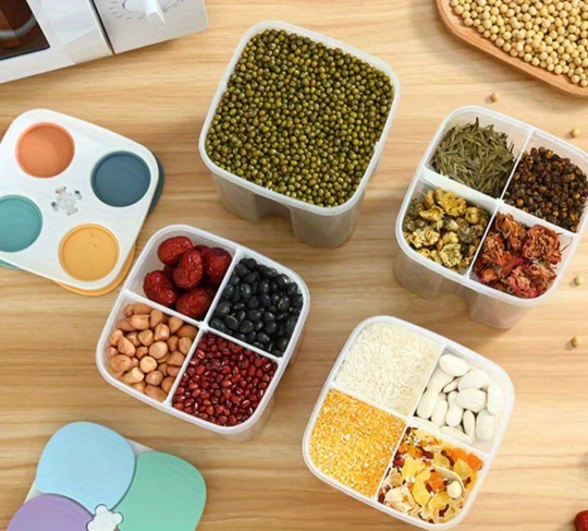 Divided Food Storage Containers With Lids, Candy Jars With Lids,  Transparent Food Jars, Moisture-proof Transparent Sealed Fresh-keeping Box,  For Cereal, Rice, Pasta, Tea, Nuts And Coffee Beans, Plastic Preservation  Tank, Home Kitchen