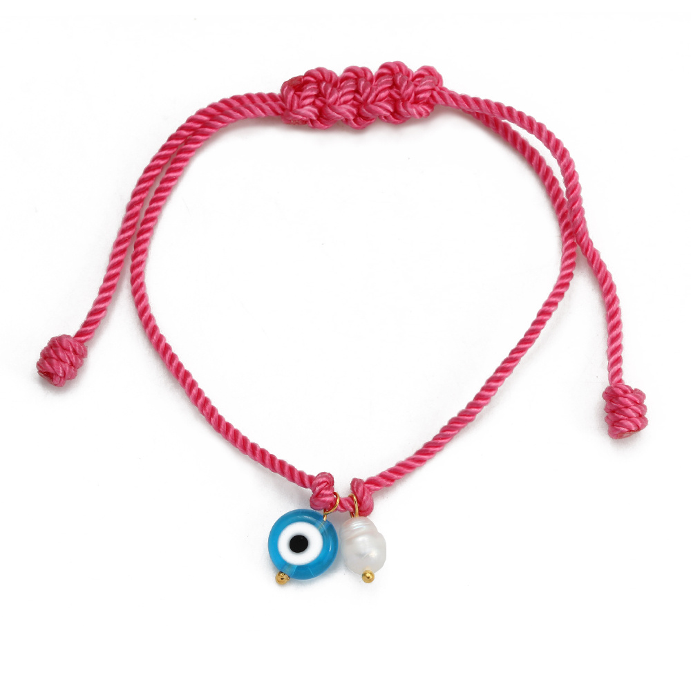 Freshwater Pearl Evil Eye Bead Bracelet, Adjustable