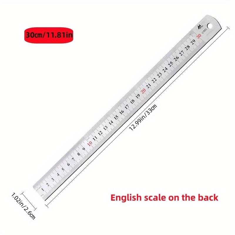 KEWAYO A Set of Stainless Steel Rulers, Construction Rulers, 6 8 12 Inches  of Different Sizes, Metal Rulers for School, Office, Home, Engineering Work