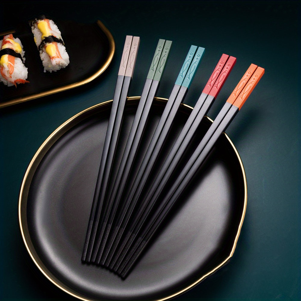 Baguettes Réutilisables En Fibre De Verre - 5 Paires Multicolores - Antidérapantes Et Lavables Au Lave-Vaisselle