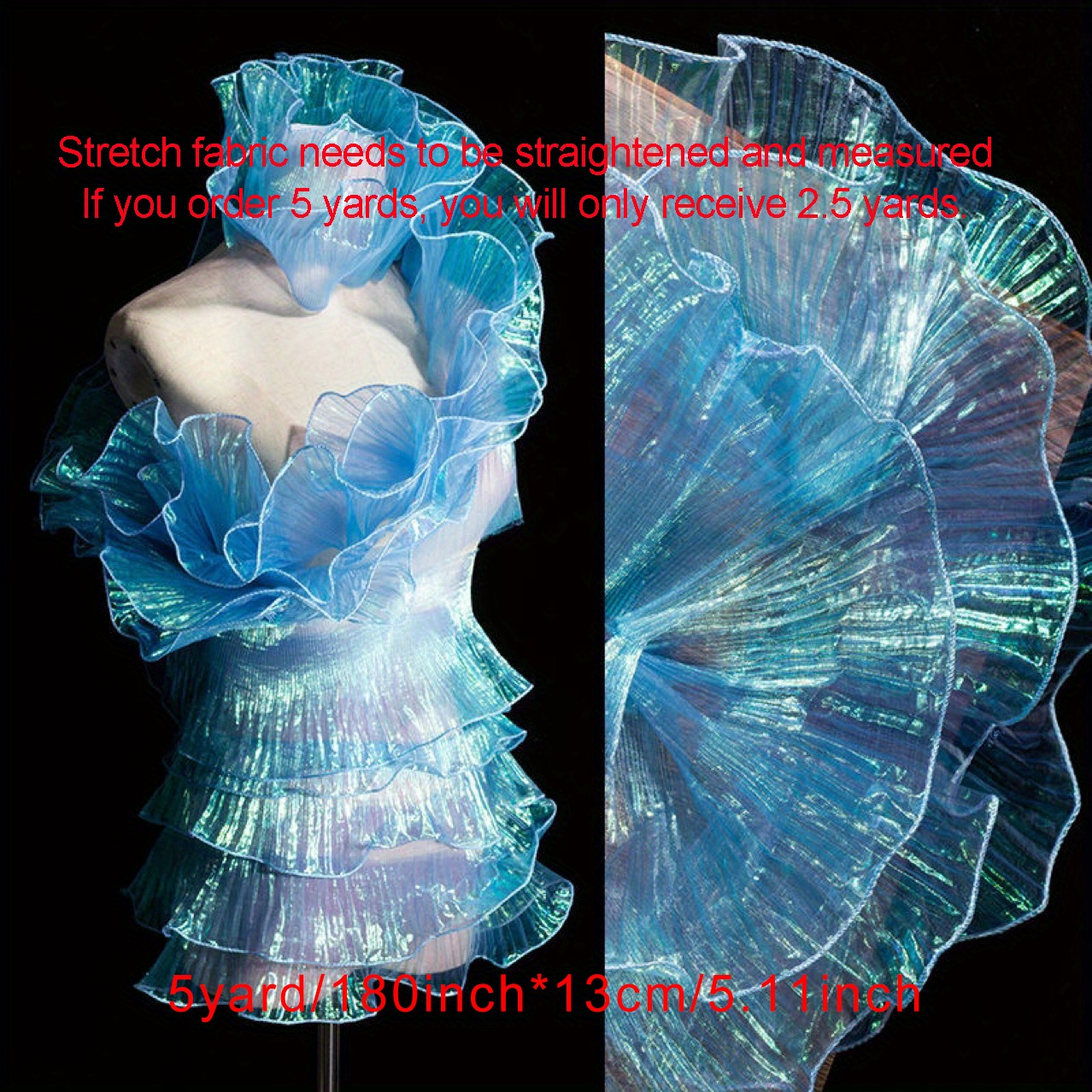 Ruffle Organza Fabric with Mesh by the yard