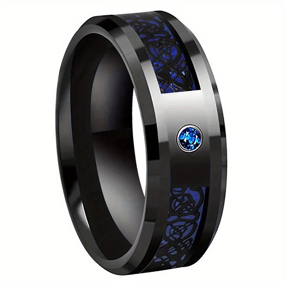 Men's Two Tone Zircon Dragon Pattern Ring