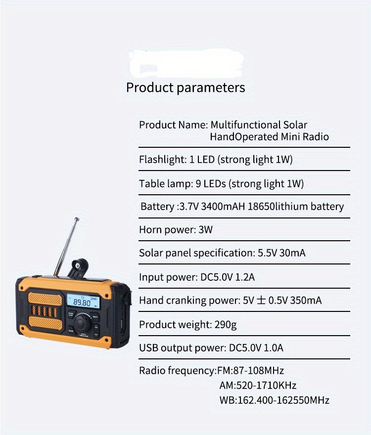 5000 Weather Radio,Solar Hand Crank 5-Way Power Emergency  Radio,AM/FM/Shortwave/NOAA Alert Survival Portable Radio,Power Bank USB  Charger,Camping