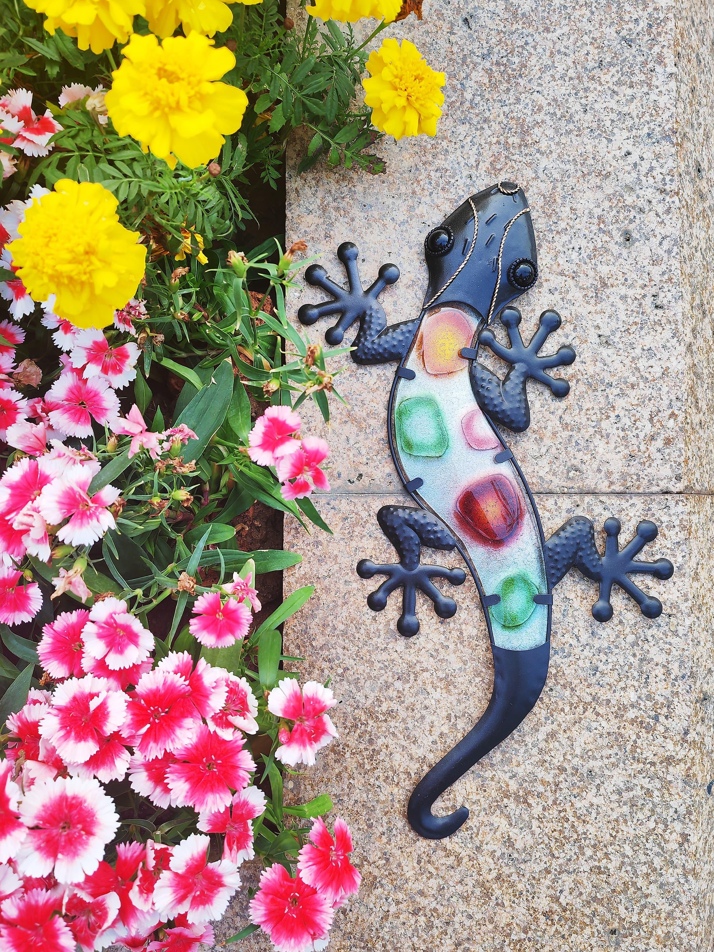 Metal Lizard Gecko Wall Art Sculpture Home Garden Decoration Temu