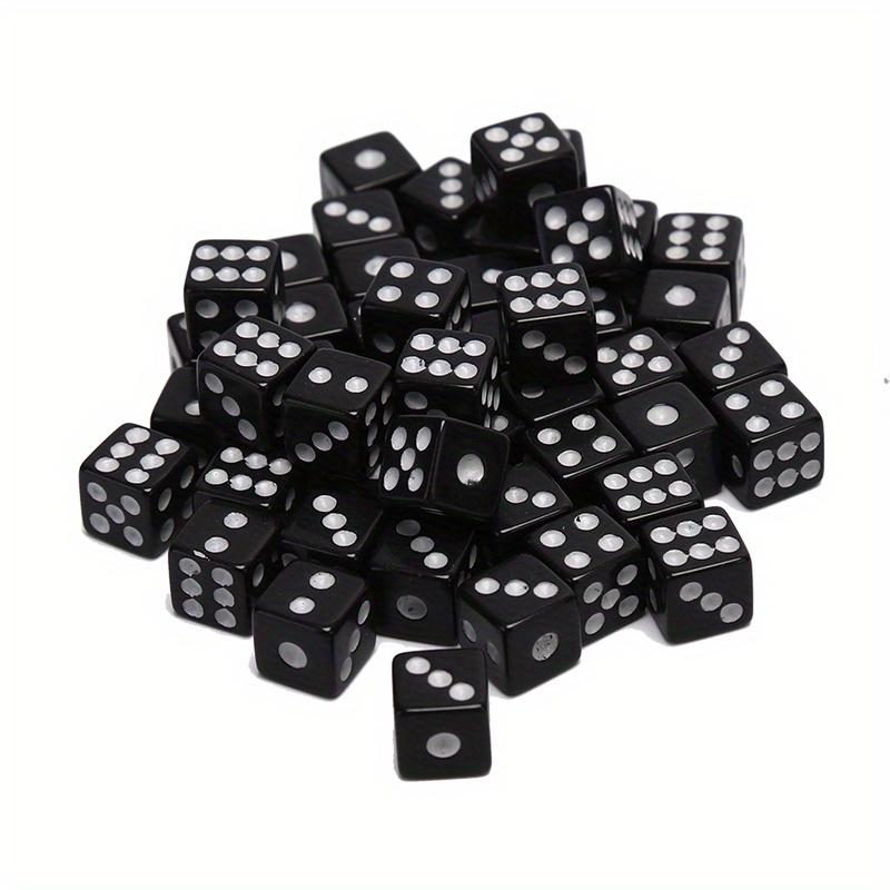 Set of 10 Six Sided Square Dice White Black Pip P6 Die D6 Casino Gambling  Game 