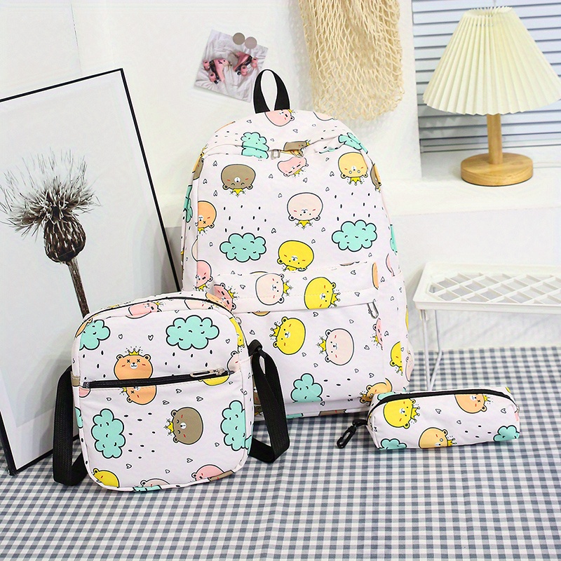 Kawaii Backpack Set Tie Dye Cartoon Pattern School Bag With - Temu