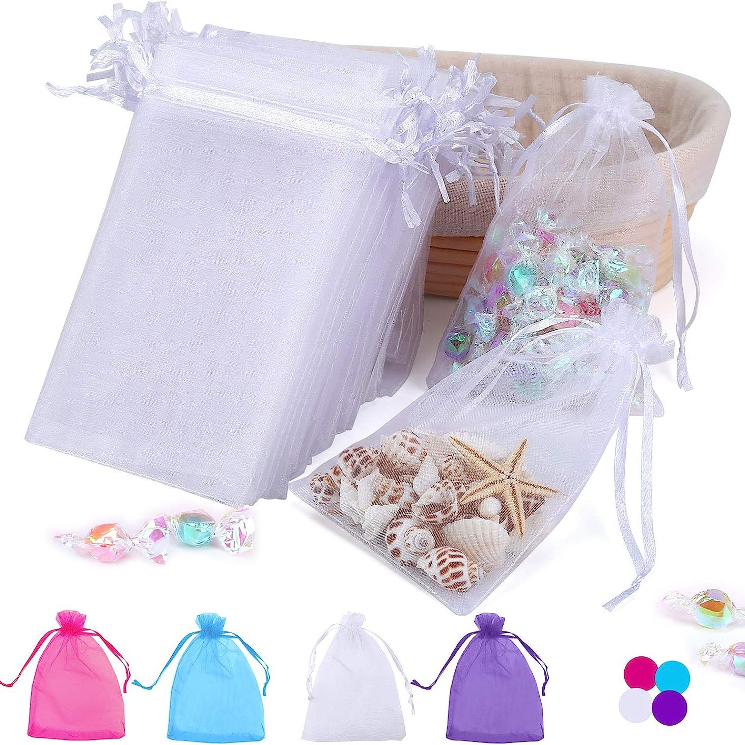 KEKECHAORAN Bolsitas de Tela para Regalos, 50 Piezas Multicolor Bolsas de  Organza de Regalo para Boda Favores y Joyas (10 * 15cm) : : Moda