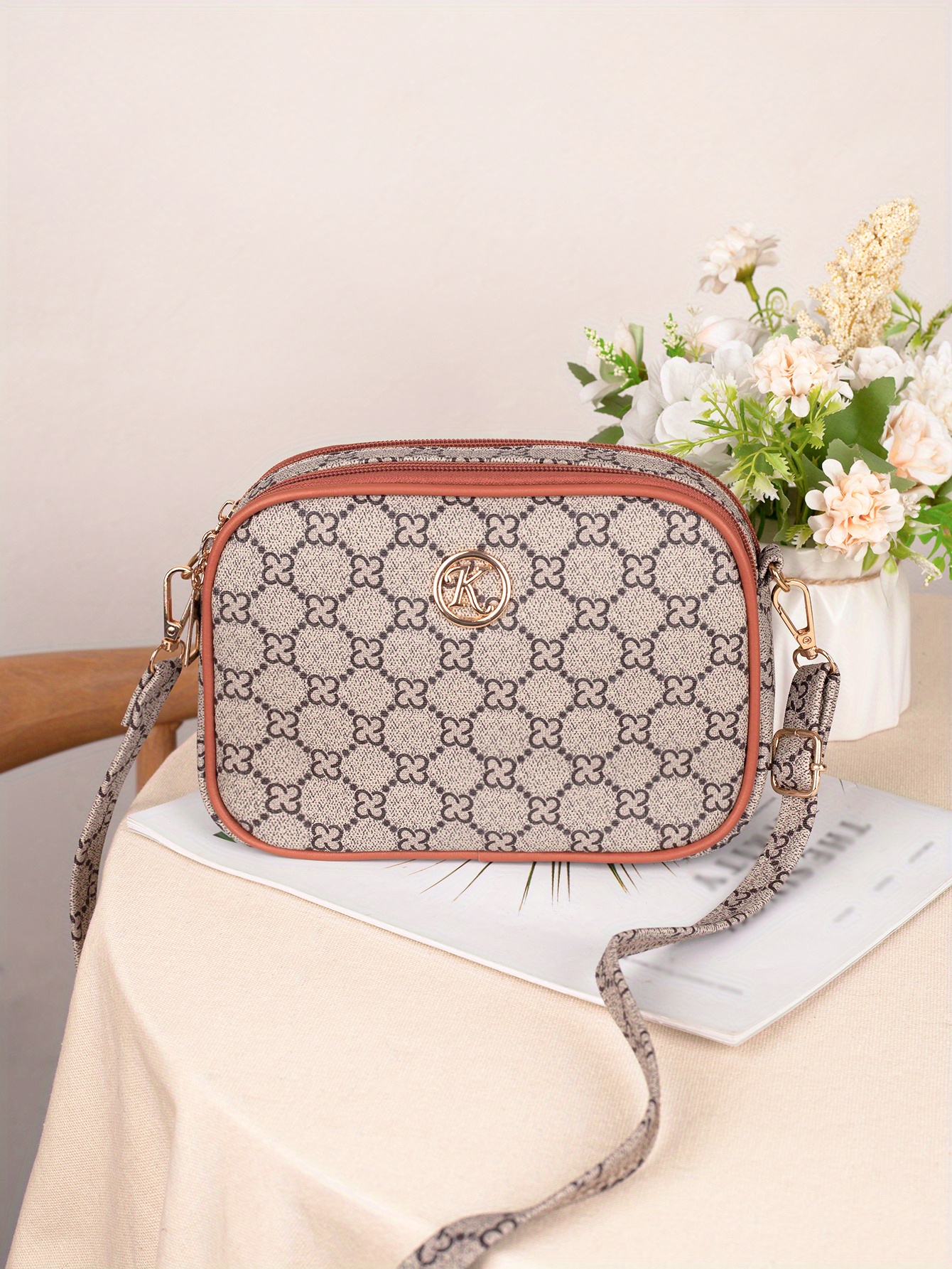 1 Crossbody Bag With Coin Purse, Geometric Pattern Square Bag, Trendy  Shoulder Bag For Women - Temu