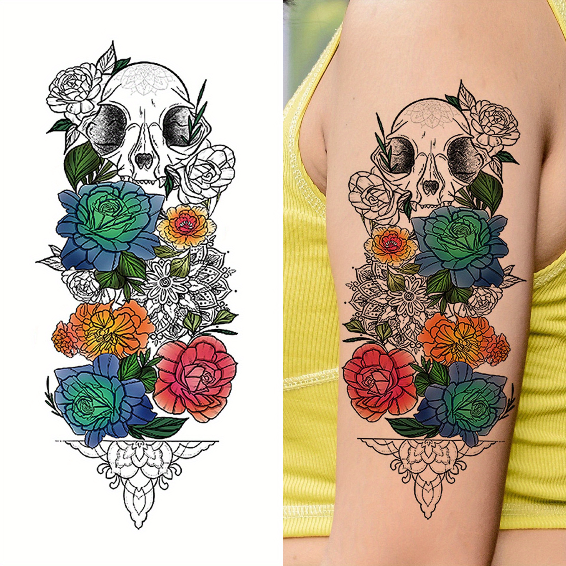 Adesivi Tatuaggi Temporanei Fiori Colorati Autoadesivo - Temu Switzerland