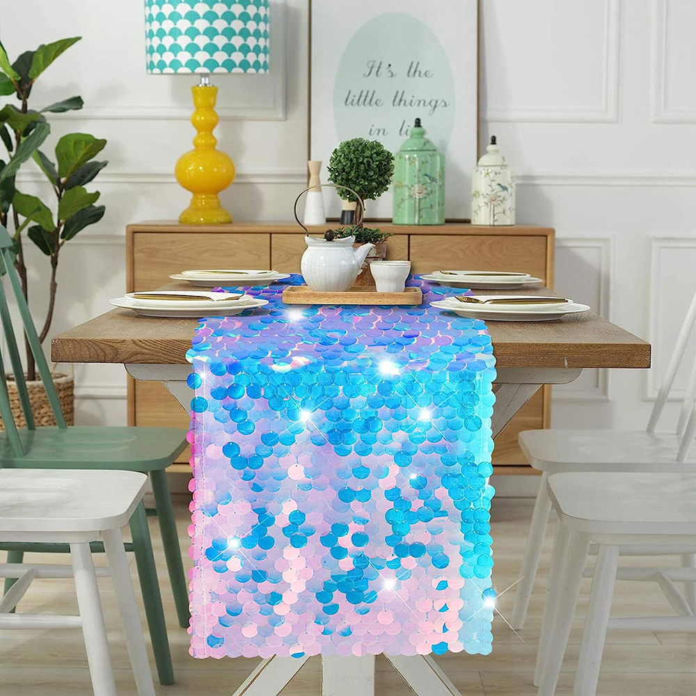 Mermaid Scales Colorful Modern Table Runner Country Wedding