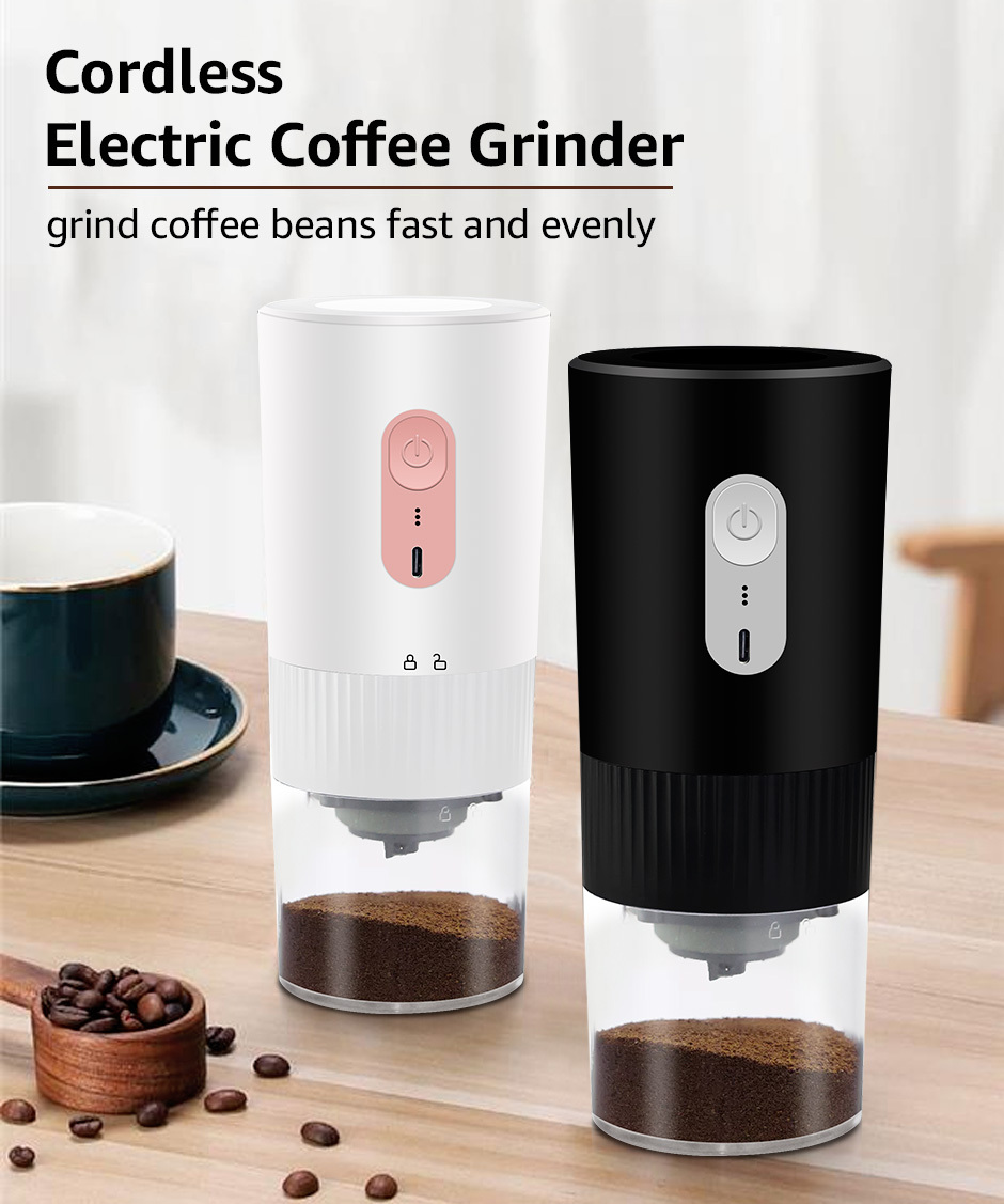 Electric Conical Burr Coffee Grinder Mni Portable Cordless Rechargeable  Espresso Travel Coffee Bean Grinder Stainless Steel Coffee Maker with 15  Fine