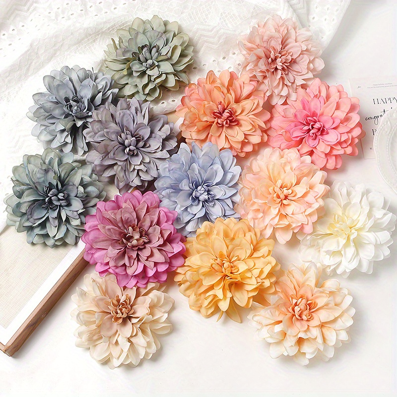  Flores artificiales de algodón, 1 unidad, 10 cabezas