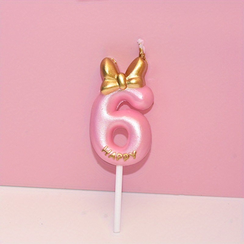 Vela Digital creativa para niña, polvo de lazo rosa, celebración de  aniversario de cumpleaños, 1 año de edad, Decoración de Pastel horneado,  número 0-9 - AliExpress