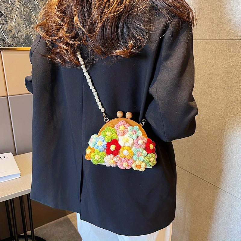 Crochet Flower Handbag Women Boho Style Summer Crossbody Bag - Temu