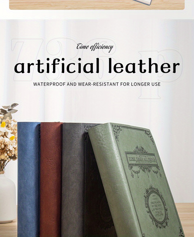 736 Pages Artificial Pu Leather Hardcover Notebook Extra - Temu