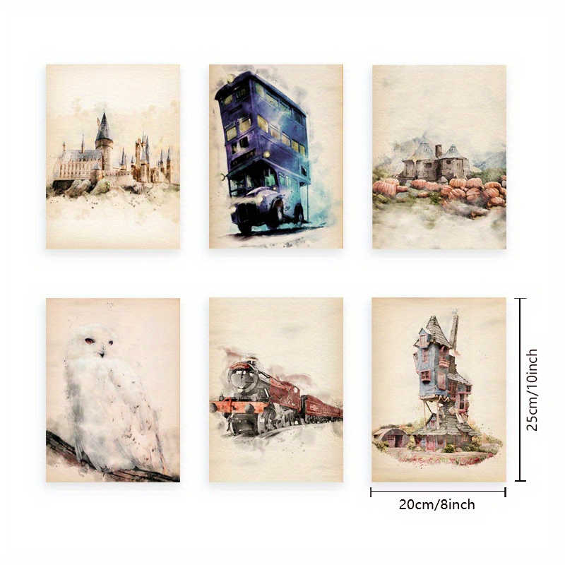 6pcs/set Canvas Poster, Modern Art, Magic World Castle Wall Art Print,  Magic Watercolor Painting, Ideal Gift For Living Room, Kitchen, Decor Wall  Art