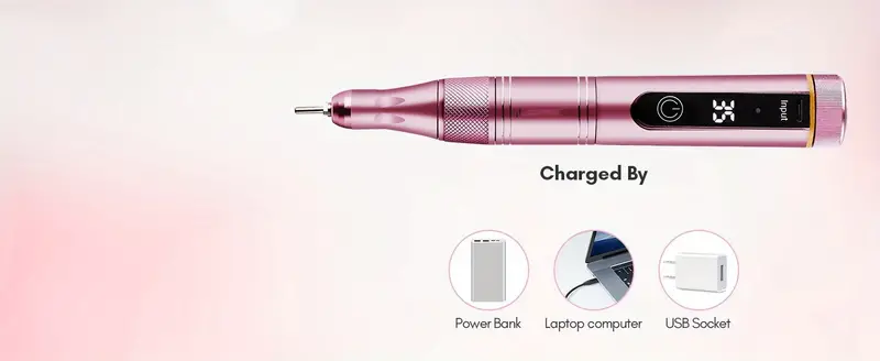 cordless nail drill 35000rpm rechargeable electric nail file portable e filer professional manicure kit for acrylic nails gel polish remover 6pcs nail drill bits nail tech home diy details 2