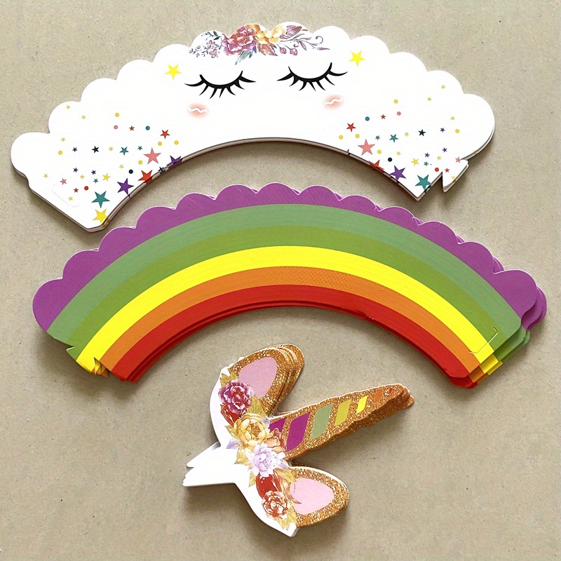 Baby Unicorn Cupcake Toppers / Rainbow Unicorn Party Decorations