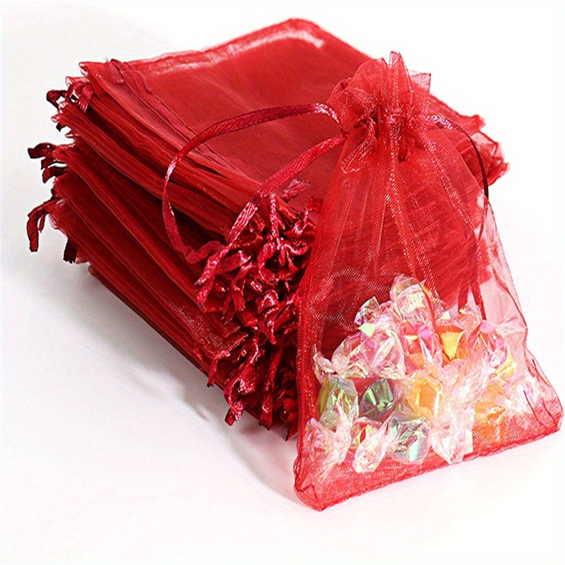 50 bolsas de organza de 3.54 x 4.33 pulgadas (3.5 x 4.3 in) de satén con  cordón de organza, bolsa de regalo para boda, fiesta, bolsa de regalo,  bolsa