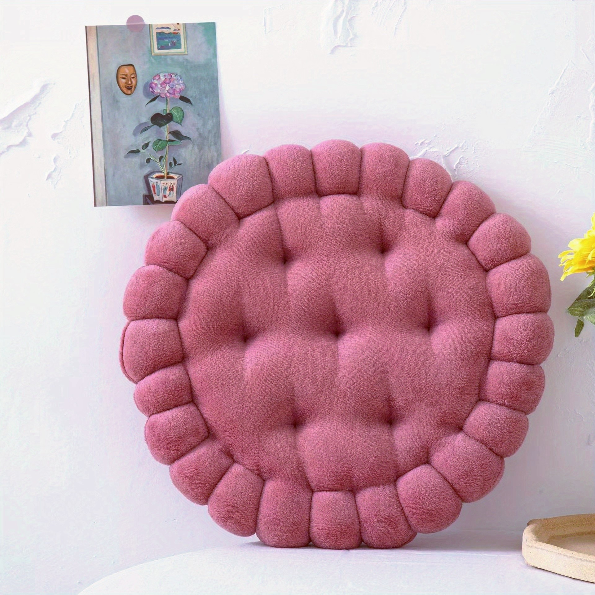 Round Solid Color Cookie Square Cushion Home Decoration Temu