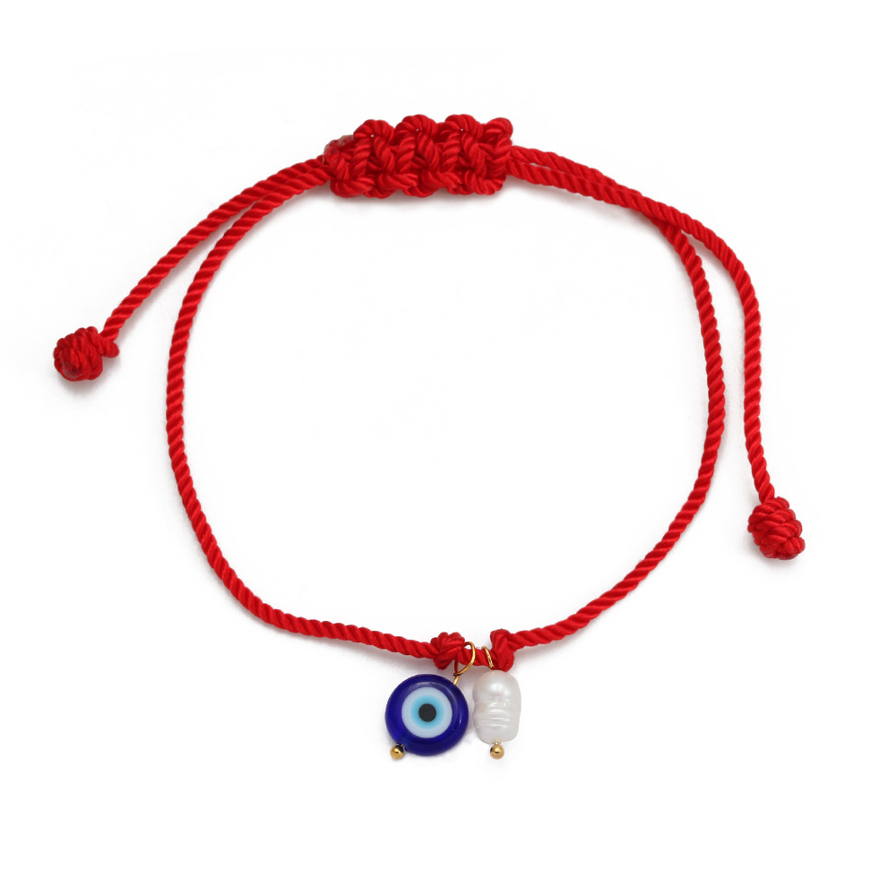Freshwater Pearl Evil Eye Bead Bracelet, Adjustable