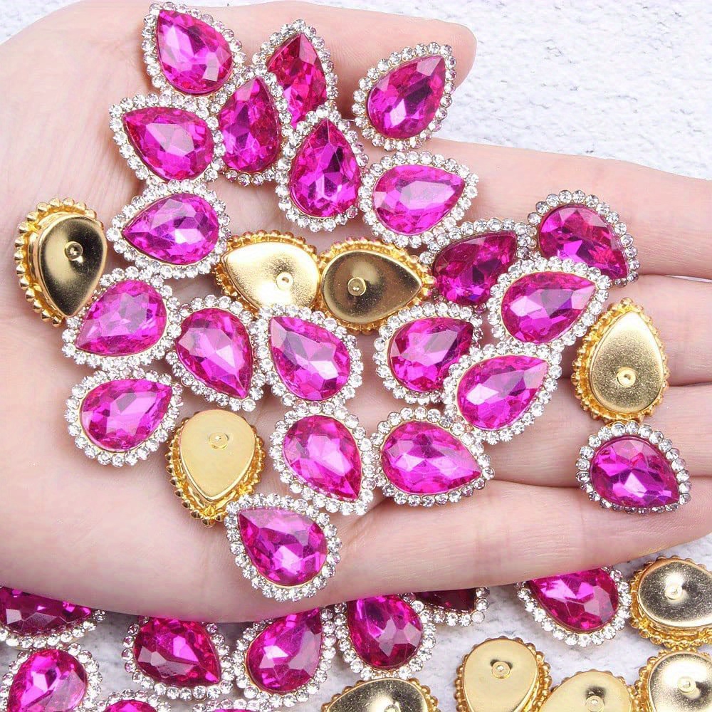 Pink Rose Flat Back Diamond Acrylic Rhinestones Plastic Jewels