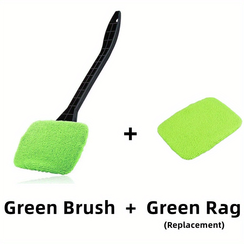 Car Windshield Cleaner Green Rag Detachable Long Handle Brush Cleaning Tool  Kit