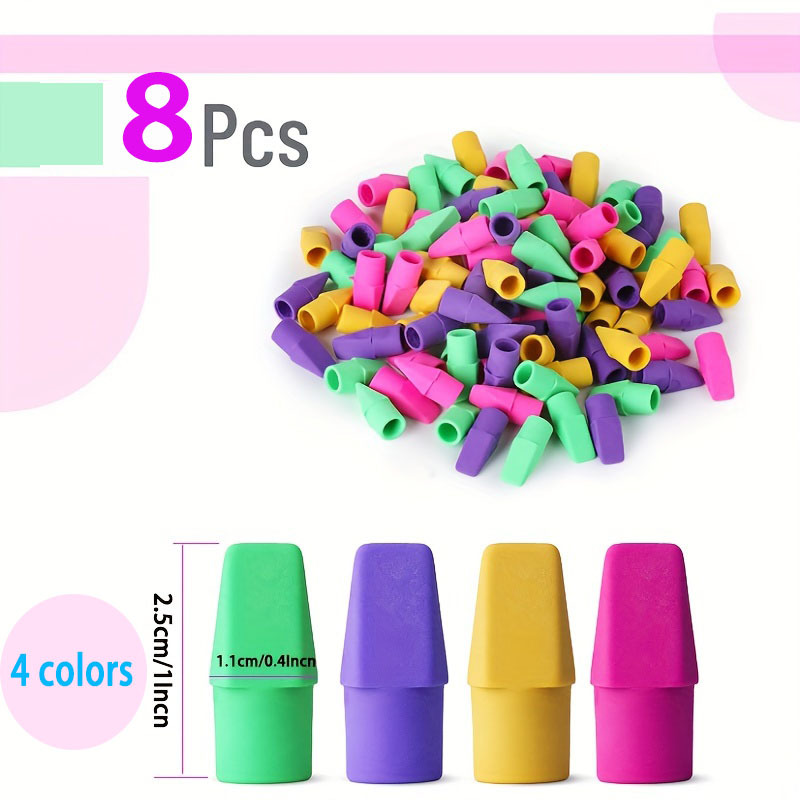 10PCS/30PCS/50PCS Pencil Top Erasers Eraser Caps Pencil Eraser Toppers  Pencil Erasers Correction Supplies for Kids Student,Assorted Colors(10pcs)
