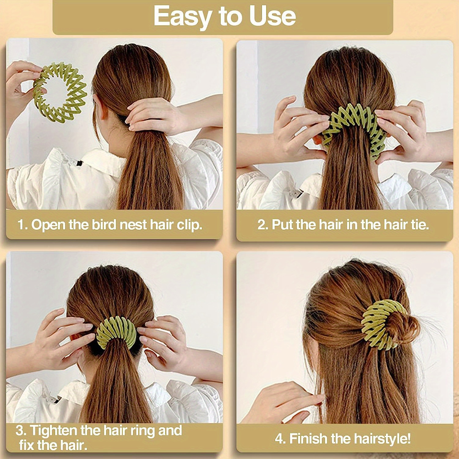 7pcs womens velvet surface expandable bird nest magic hair clip ponytail holder hair accessory lazy bun fixing   up hair styler Product details 2
