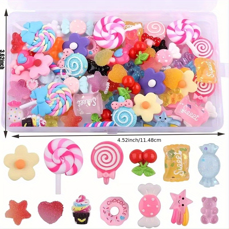 VONTER 60 Pieces Slime Charms Set Candy Sweets Charms Mixed Flatback Resin  Charms for Slime DIY Crafts Accessories Scrapbooking Slime Charms Mixed  Resin Flatbac…