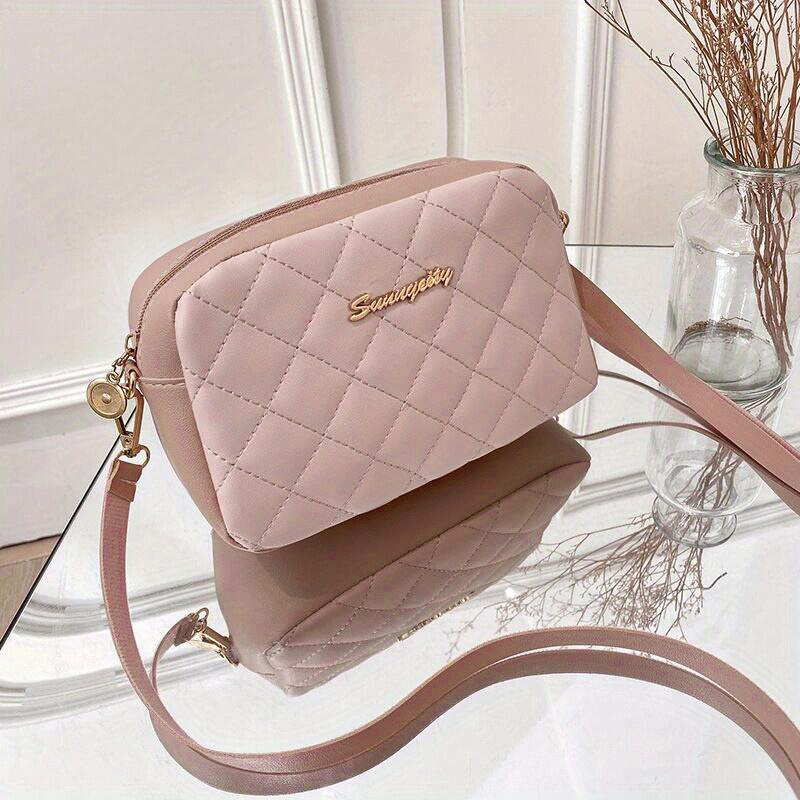 OANEXX Small Quilted Crossbody Bag for Women Shoulder Bag with Wide Strap  Lingge Square Phone Purse