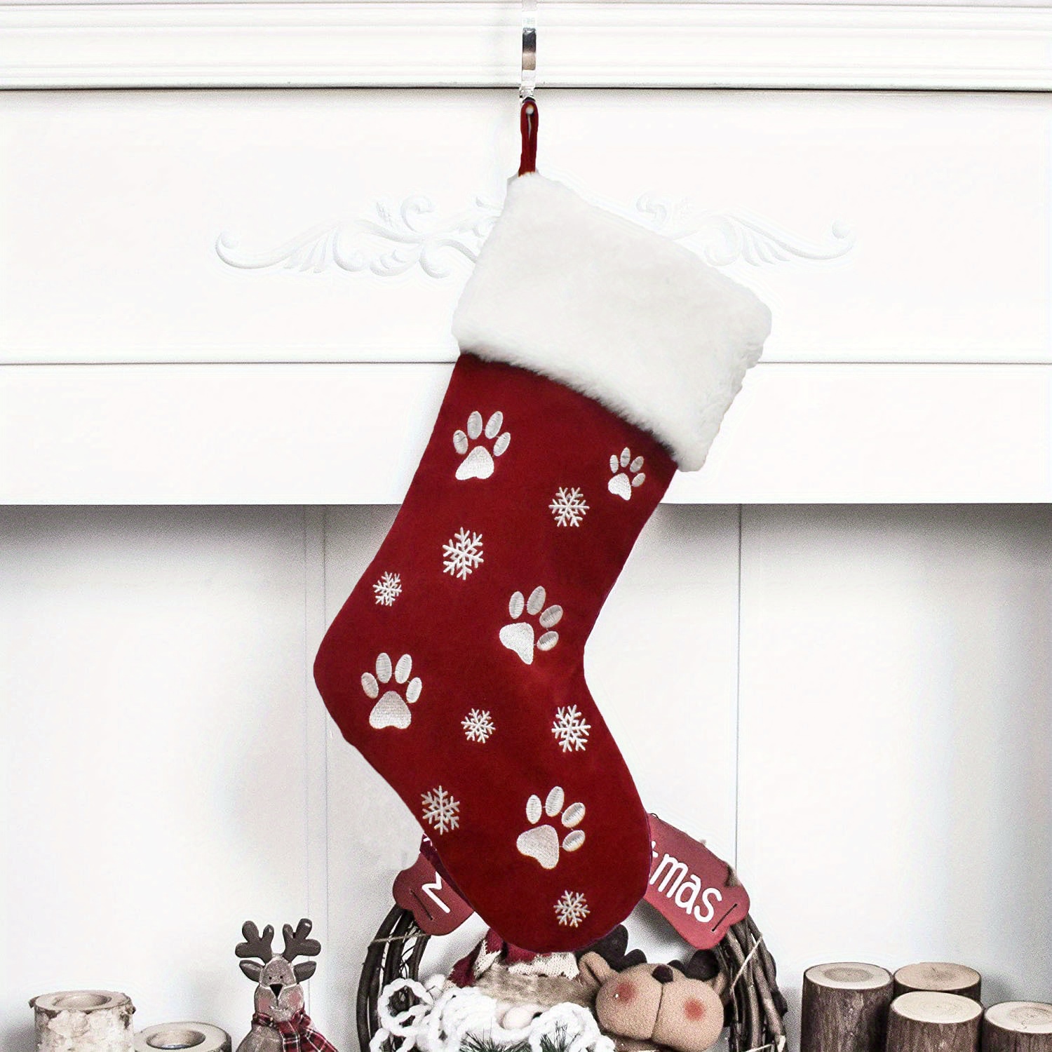 1pc Polyester Christmas Stocking, Pet-themed Festive Holiday Decor, With , No Feathers For Christmas Tree Hanging Ornament