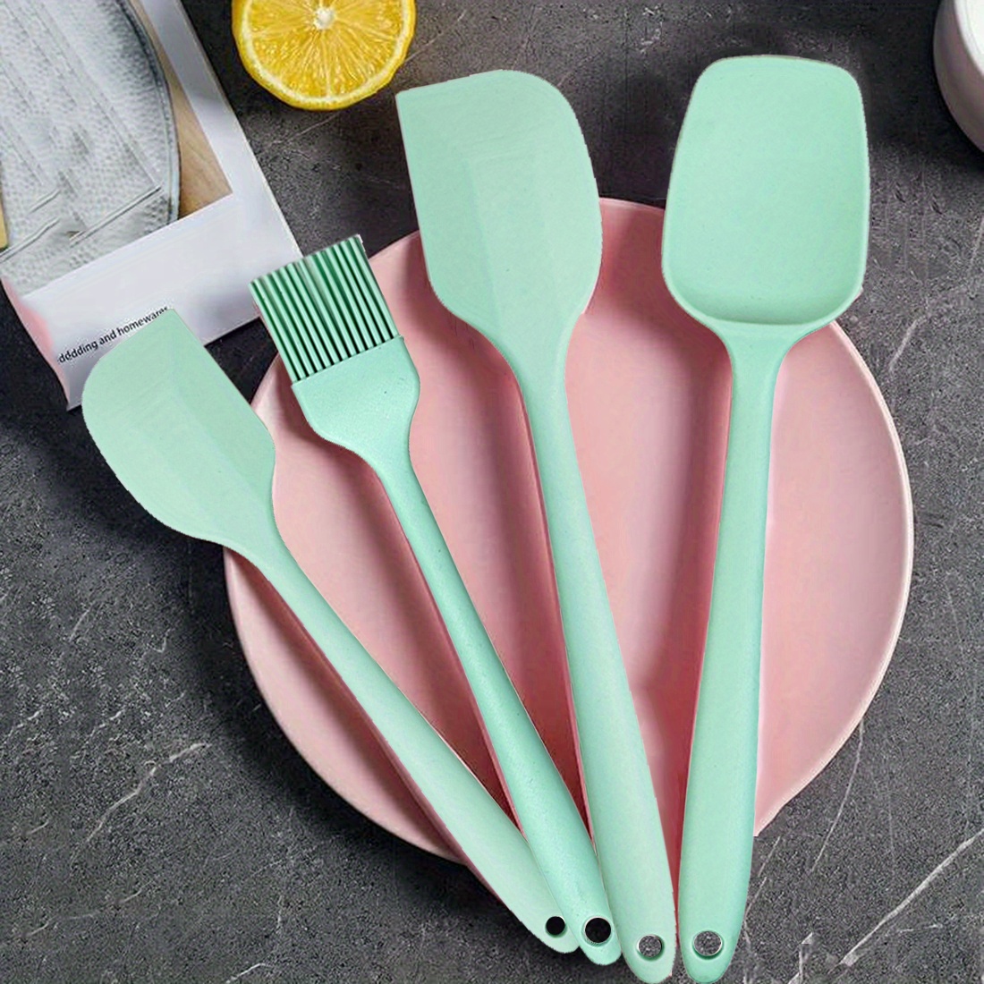 4pcs, Ensemble D'outils De Cuisson, Spatule En Silicone, Pinceau À