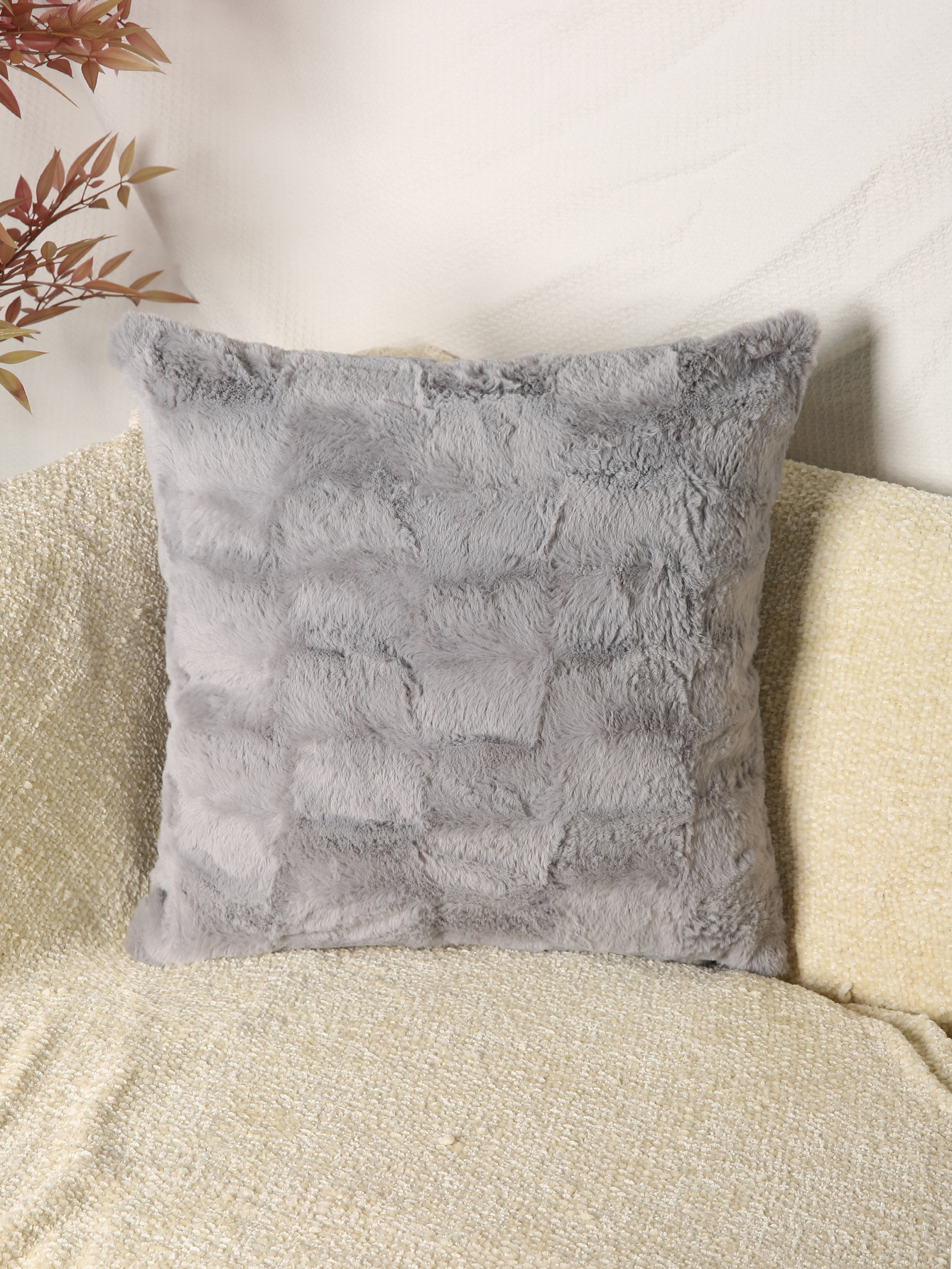 Rabbit fur throw discount pillows